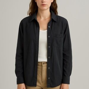 Wilfred Aritzia Black Casual 100% Linen Button Down Shirt Size XXS